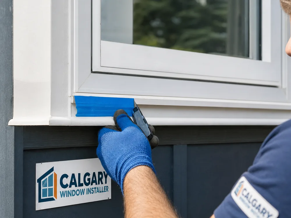 Close-up of capped window trim with a straight hemmed edge, neat caulk line, and formed drip edge